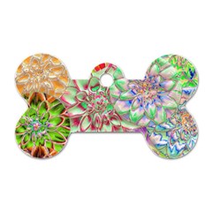 Dahlia Flower Colorful Art Collage Dog Tag Bone (one Side) by Pakrebo