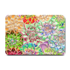 Dahlia Flower Colorful Art Collage Small Doormat  by Pakrebo