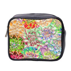 Dahlia Flower Colorful Art Collage Mini Toiletries Bag (two Sides) by Pakrebo