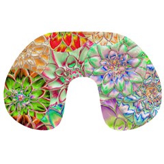 Dahlia Flower Colorful Art Collage Travel Neck Pillows by Pakrebo