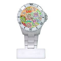 Dahlia Flower Colorful Art Collage Plastic Nurses Watch