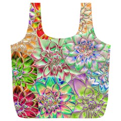 Dahlia Flower Colorful Art Collage Full Print Recycle Bag (xl) by Pakrebo