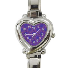 Tile Background Image Pattern Purple Blue Heart Italian Charm Watch by Pakrebo