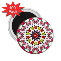 Tile Background Image Color Pattern Flowers 2 25  Magnets (100 Pack) 