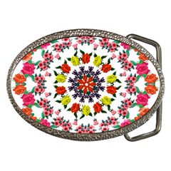 Tile Background Image Color Pattern Flowers Belt Buckles by Pakrebo