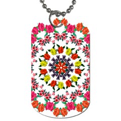 Tile Background Image Color Pattern Flowers Dog Tag (two Sides) by Pakrebo