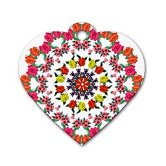 Tile Background Image Color Pattern Flowers Dog Tag Heart (two Sides) by Pakrebo