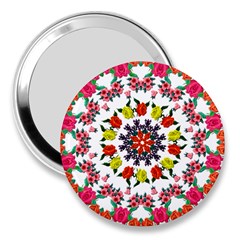 Tile Background Image Color Pattern Flowers 3  Handbag Mirrors by Pakrebo