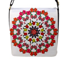 Tile Background Image Color Pattern Flowers Flap Closure Messenger Bag (l) by Pakrebo