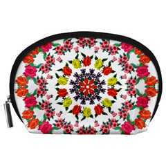 Tile Background Image Color Pattern Flowers Accessory Pouch (large) by Pakrebo