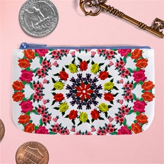 Tile Background Image Color Pattern Flowers Large Coin Purse by Pakrebo