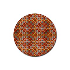 Tile Background Image Pattern Rubber Round Coaster (4 Pack) 