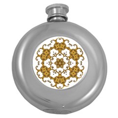 Fractal Tile Construction Design Round Hip Flask (5 Oz) by Pakrebo