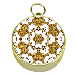 Fractal Tile Construction Design Gold Compasses by Pakrebo