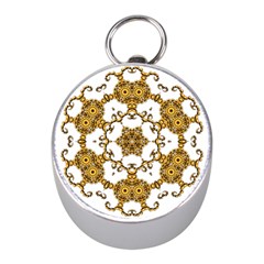 Fractal Tile Construction Design Mini Silver Compasses by Pakrebo