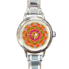 Pattern Colorful Abstract Round Italian Charm Watch