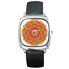 Pattern Colorful Abstract Square Metal Watch