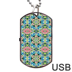 Tile Background Pattern Pattern Dog Tag Usb Flash (two Sides) by Pakrebo