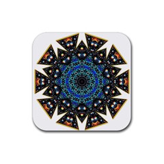 Fractal Tile Kaleidoscope Design Rubber Coaster (square)  by Pakrebo