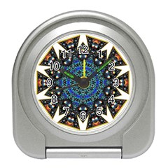 Fractal Tile Kaleidoscope Design Travel Alarm Clock by Pakrebo