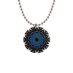 Fractal Tile Kaleidoscope Design 1  Button Necklace by Pakrebo