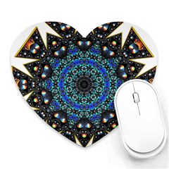 Fractal Tile Kaleidoscope Design Heart Mousepads by Pakrebo