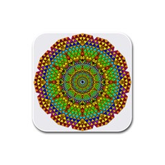 Tile Background Image Graphic Fractal Mandala Rubber Square Coaster (4 Pack)  by Pakrebo