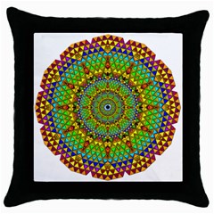 Tile Background Image Graphic Fractal Mandala Throw Pillow Case (black) by Pakrebo