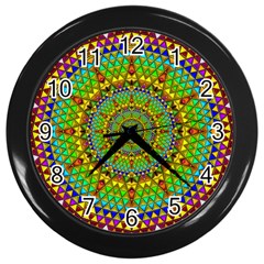 Tile Background Image Graphic Fractal Mandala Wall Clock (black) by Pakrebo