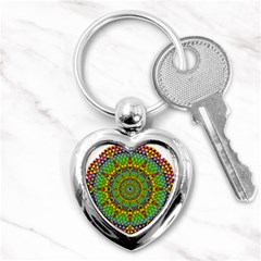 Tile Background Image Graphic Fractal Mandala Key Chains (heart)  by Pakrebo