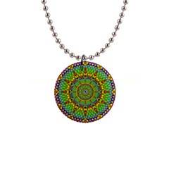 Tile Background Image Graphic Fractal Mandala 1  Button Necklace by Pakrebo