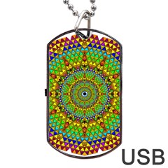 Tile Background Image Graphic Fractal Mandala Dog Tag Usb Flash (two Sides) by Pakrebo