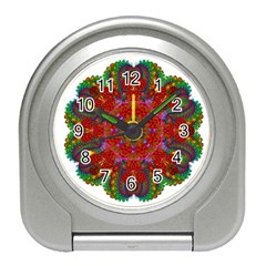 Mandala Fractal Graphic Design Travel Alarm Clock by Pakrebo