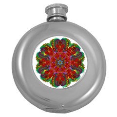 Mandala Fractal Graphic Design Round Hip Flask (5 Oz) by Pakrebo