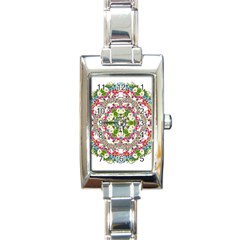 Floral Wreath Tile Background Image Rectangle Italian Charm Watch