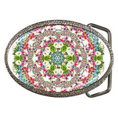 Floral Wreath Tile Background Image Belt Buckles by Pakrebo