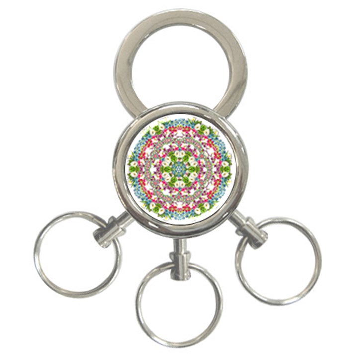 Floral Wreath Tile Background Image 3-Ring Key Chains