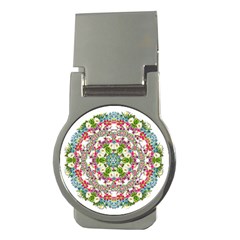 Floral Wreath Tile Background Image Money Clips (Round) 