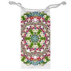 Floral Wreath Tile Background Image Jewelry Bag by Pakrebo