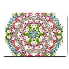 Floral Wreath Tile Background Image Large Doormat  by Pakrebo