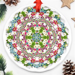 Floral Wreath Tile Background Image Ornament (Round Filigree)