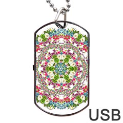 Floral Wreath Tile Background Image Dog Tag Usb Flash (one Side) by Pakrebo