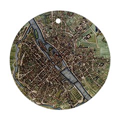 Paris Map City Old Ornament (round)