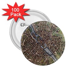 Paris Map City Old 2.25  Buttons (100 pack) 