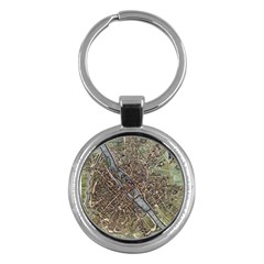 Paris Map City Old Key Chains (Round) 