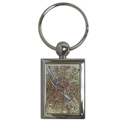 Paris Map City Old Key Chains (Rectangle) 