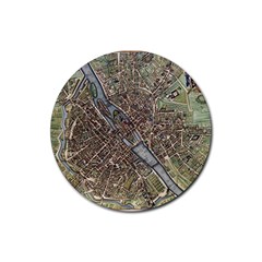 Paris Map City Old Rubber Coaster (Round) 