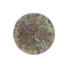 Paris Map City Old Magnet 3  (Round)