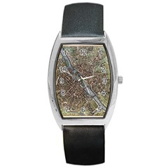 Paris Map City Old Barrel Style Metal Watch