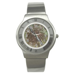 Paris Map City Old Stainless Steel Watch